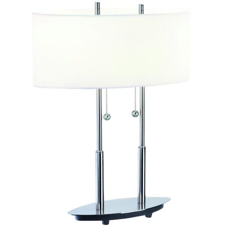 Lite Source Table Lamp Ps W.Wht Fabric Shade E27 Cfl 13Wx2 LS-3821PS/WHT
